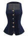 Blue 1950s Square Neck Buttoned Denim Vest - vintage fashion, retro style