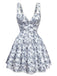 Blue 1950s Strap Floral Lace Corset Dress - vintage dress, retro fashion, rockabilly