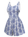 Blue 1950s Strap Print Backless Romper: timeless 1950s elegance she makes her own