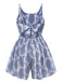This Blue 1950s Strap Print Backless Romper whispers 1950s secrets to those who notice