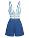 Blue 1950s Stripe Back Strap Romper, vintage romper, retro jumpsuit - perfect for women who love vintage and retro fashion