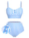 Blue 1950s Striped Heart Button Swimsuit, vintage swimsuit, pin-up swimwear - perfect for women who love vintage and retro fashion