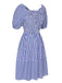 Blue 1950s Striped Raglan Square Neck Smocked Dress, vintage dress, retro fashion, rockabilly, pin-up fashion - perfect for women who love vintage and retro fashion