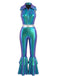 Blue 1960s Belted Patchwork Vintage Jumpsuit 5