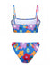 Blue 1960s Cartoon Floral Spaghetti Straps Swimsuit: 1960s Riviera elegance, reimagined for her