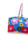 This Blue 1960s Cartoon Floral Spaghetti Straps Swimsuit carries 1960s vacation dreams in every stitch