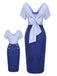Blue 1960s Cowl Striped Lace-Up Wrap Dress, vintage dress, retro fashion, lace detail - perfect for women who love vintage and retro fashion