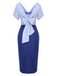 Blue 1960s Cowl Striped Lace-Up Wrap Dress, vintage dress, retro fashion, lace detail - perfect for women who love vintage and retro fashion