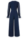 Blue 1960s Curve Stripes Sheer Patchwork Jumpsuit, vintage romper, retro jumpsuit - perfect for women who love vintage and retro fashion