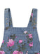 Blue 1960s Denim Floral Pocket Wide Strap Romper - vintage romper, retro jumpsuit, playful style for vintage lovers