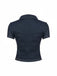 Blue 1960s Denim Lapel Short Sleeve Crop Shirt, vintage fashion, retro style - perfect for women who love vintage and retro fashion