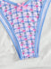 Blue 1960s Gingham Floral Bow Halter Triangle Bikini Set, vintage swimsuit, pin-up swimwear - perfect for women who love vintage and retro fashion