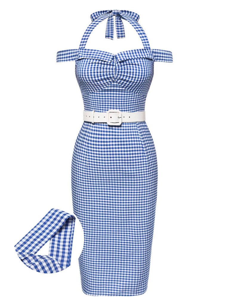 1960s Halter OffShoulder Plaid Pencil | 1960s | vintage dress, retro fashion