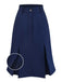Blue 1960s High-Waist Pleat Denim Skirt - vintage skirt, retro style, swing skirt for vintage lovers