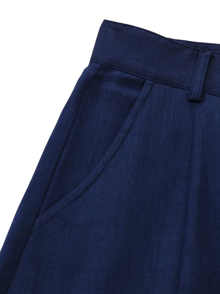Blue 1960s High-Waist Pleat Denim Skirt | vintage skirt, retro style, swing skirt - perfect for retro fashion enthusiasts