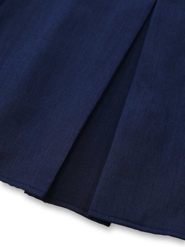 Blue 1960s High-Waist Pleat Denim Skirt - vintage skirt, retro style, swing skirt for vintage lovers