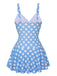 Blue 1960s Polka Dot Petal Neck Swimsuit, vintage swimsuit, pin-up swimwear - perfect for women who love vintage and retro fashion