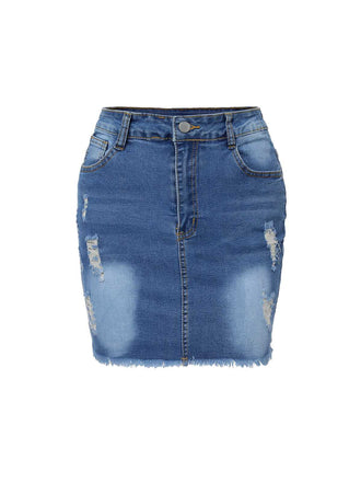 She sways in this Blue 1960s Ripped Denim Skirt and it's pure 1960s magic