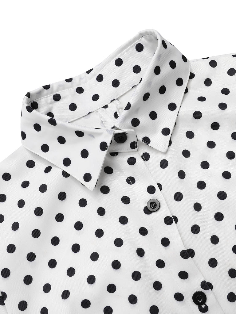 [Pre-Sale] Blue 1960s Shirt Collar Polka Dots Patchwork Dress, vintage dress, retro fashion - perfect for women who love vintage and retro fashion