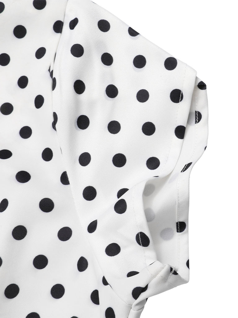 [Pre-Sale] Blue 1960s Shirt Collar Polka Dots Patchwork Dress, vintage dress, retro fashion - perfect for women who love vintage and retro fashion