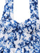 Blue 1960s Shoulder Tie Floral Skater Dress - vintage dress, retro fashion