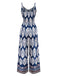 Blue 1970s Boho Ethnic Print Strap Belted Jumpsuit - vintage jumpsuit, retro fashion