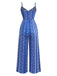 Blue 1970s Boho Style Suspender Jumpsuit - vintage jumpsuit, retro fashion