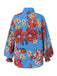 This Blue 1970s Contrast Floral Bishop Sleeve Blouse brings 1970s soul to her everyday