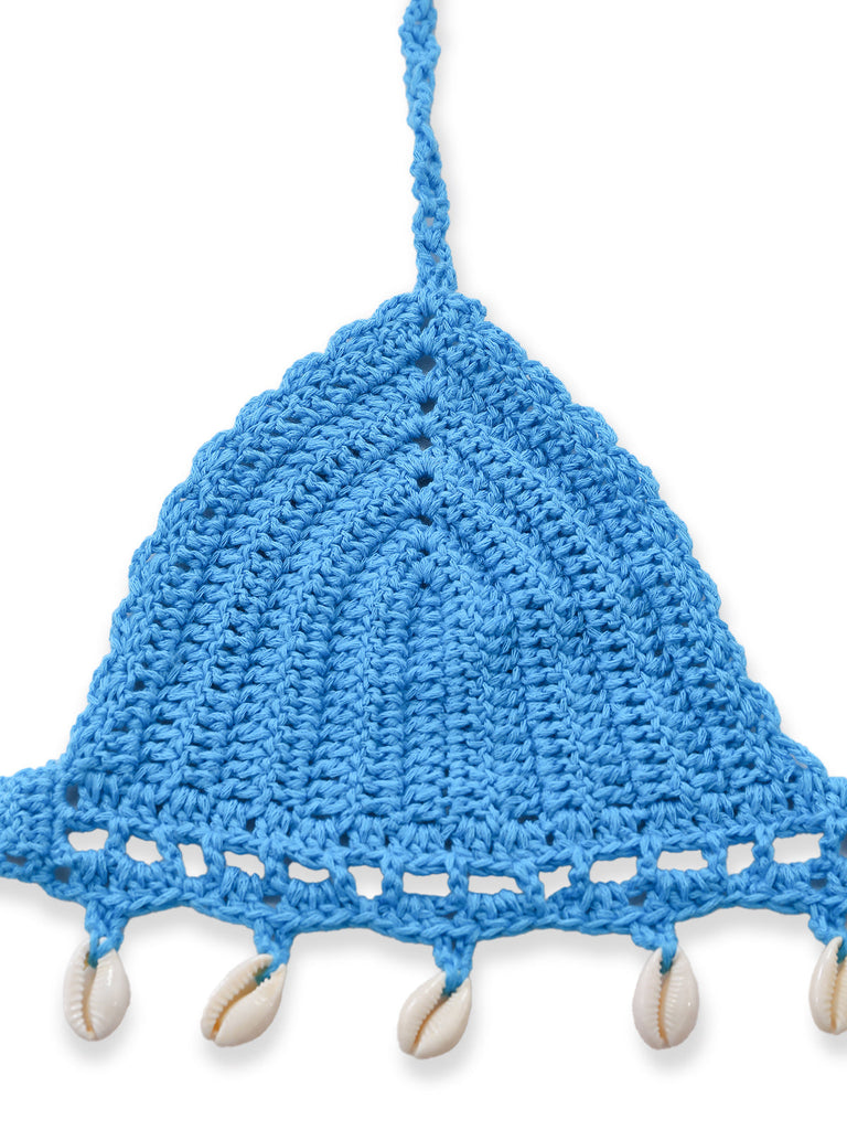 Blue 1970s Cover Up Crochet Bikini - vintage fashion, retro style