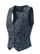 Blue 1970s Denim V-Neck Sleeveless Button Top, vintage top, retro blouse - perfect for women who love vintage and retro fashion
