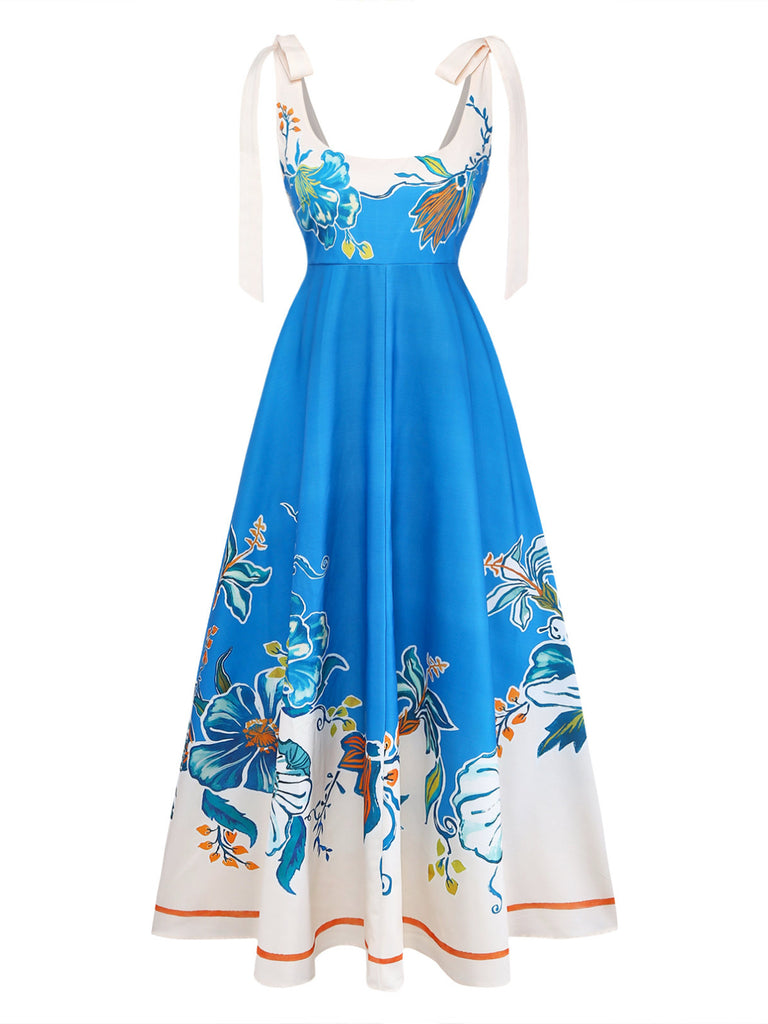 Blue 1970s Vintage Retro Dress 3