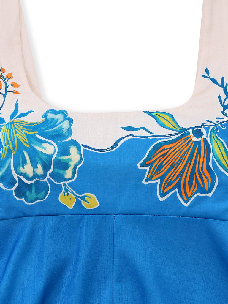 Blue 1970s Vintage Retro Dress 4