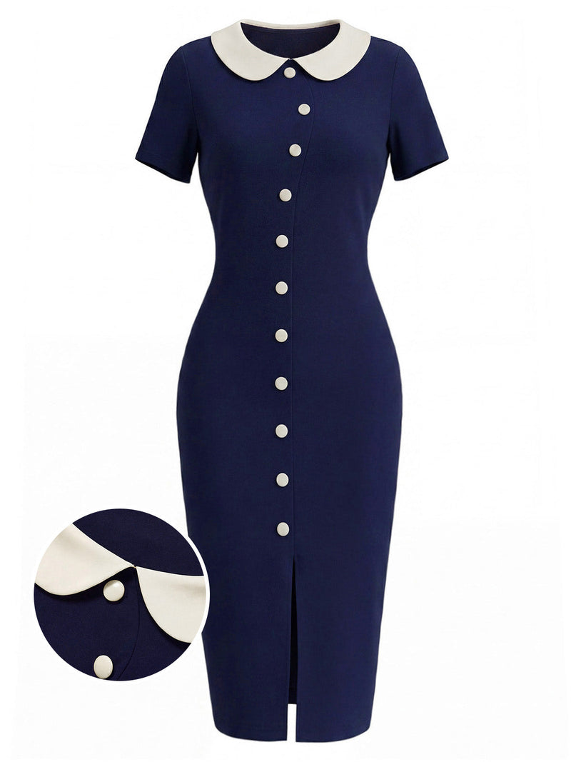 vintage peter pan collar dress Pre-Sale] Blue 1960s Peter Pan Collar Knit Dress