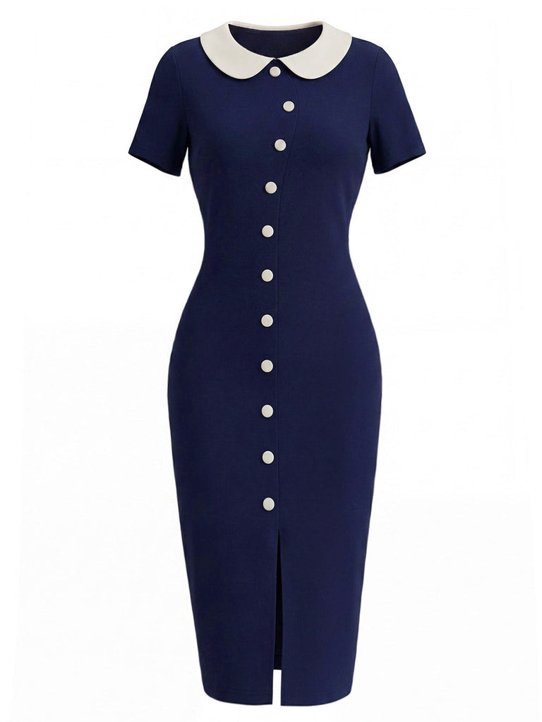 [Pre-Sale] Blue 1970s Knit Peter Pan Collar Dress 2
