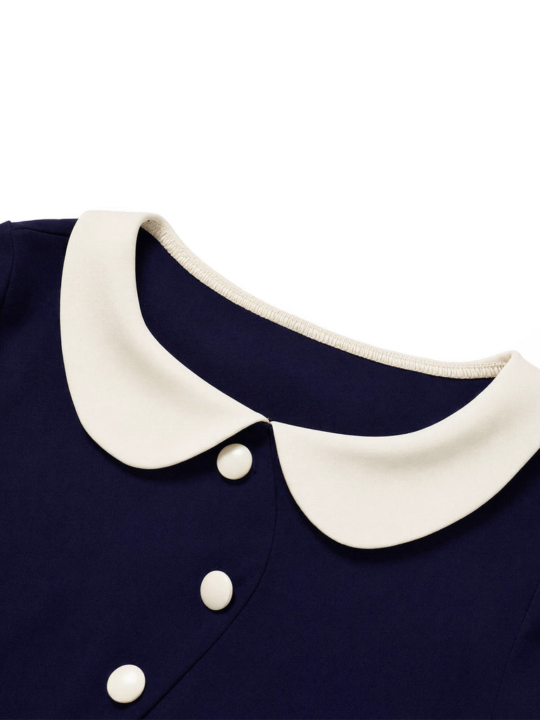 [Pre-Sale] Blue 1970s Knit Peter Pan Collar Dress 5