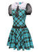 Blue 1970s Plaid Peter Pan Collar Frankie Stein Dress, vintage dress, retro fashion - perfect for women who love vintage and retro fashion