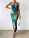 She slips into this Blue 1970s Psychedelic Print Bandeau Bodycon Dress and suddenly it's a 1970s daydream