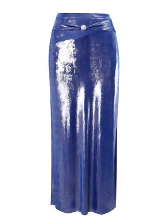 She finds her 1970s story in this Blue 1970s Shimmery Pearl Solid Cover-Up