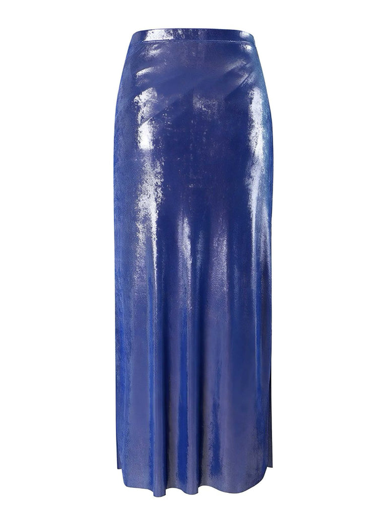 Blue 1970s Shimmery Pearl Solid Cover-Up: timeless 1970s elegance she makes her own