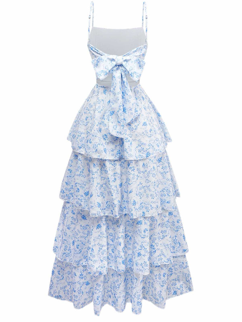 retro dress shopee Blue 1970s Spaghetti Strap Floral Tiered Color:M-Emerald Wedtrend Women Bridesmaid Dress 95% Polyester bottoms_shoes_sale_34.99_under