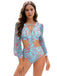 Blue 1970s V-Neck Backless Hollow Swimsuit, vintage swimsuit, pin-up swimwear - perfect for women who love vintage and retro fashion