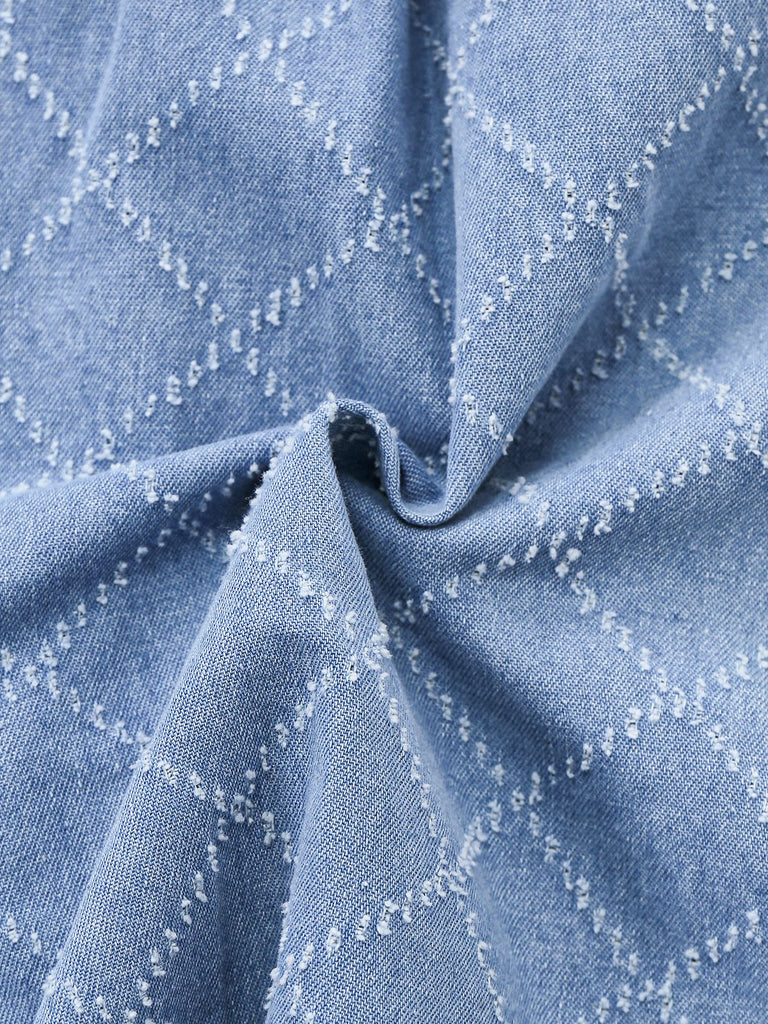 Blue 1980s Denim Button-Down Utility Romper - vintage jumpsuit, retro fashion