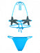 Blue 1980s Halter Starfish Bikini Set - vintage fashion, retro style