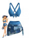 Blue Denim Vintage Halter Tankini Set - vintage fashion, retro style