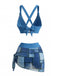 Blue Denim Vintage Halter Tankini Set - vintage fashion, retro style