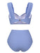 This Blue Grey 1960s Wide Strap Wrinkle Swimsuit carries 1960s vacation dreams in every stitch