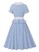 Blue 1950s Plaid Ruffle Swing Dress