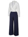 Blue & White 1930s Polka Dots Tie Neck Jumpsuit — 1930s style that transcends decades