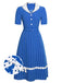 Blue & White 1940s Polka Dot Lapel Dress, vintage dress, retro fashion - perfect for women who love vintage and retro fashion