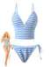 Blue & White 1940s Striped Side Tie Tankini Set - vintage fashion, retro style, pure white